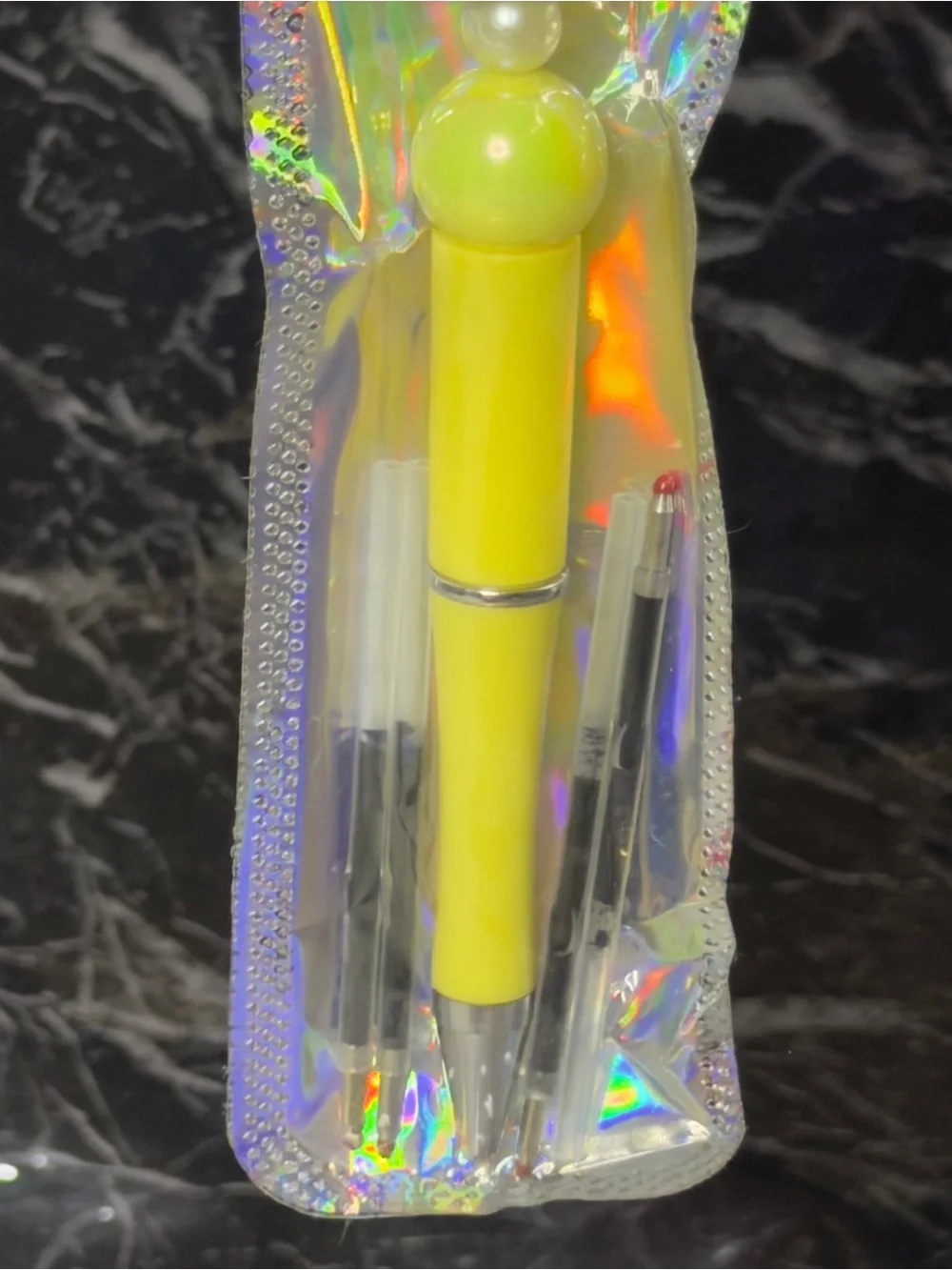 Yellow Belle Princess Focal Bead Pen Black & Blue Ink
